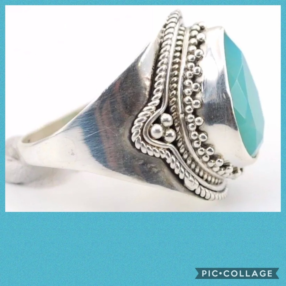 💠 BLUE FIRE OPALITE STERLING SILVER RING💠